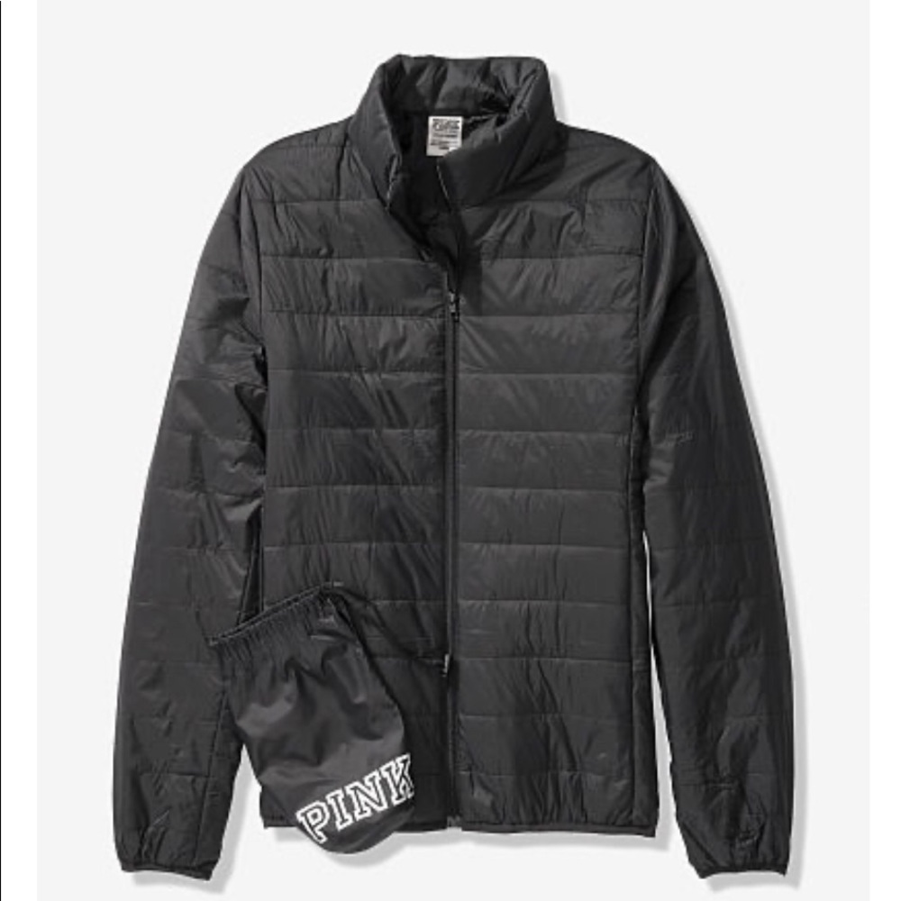 PINK: Packable Puffer Jacket  (black)